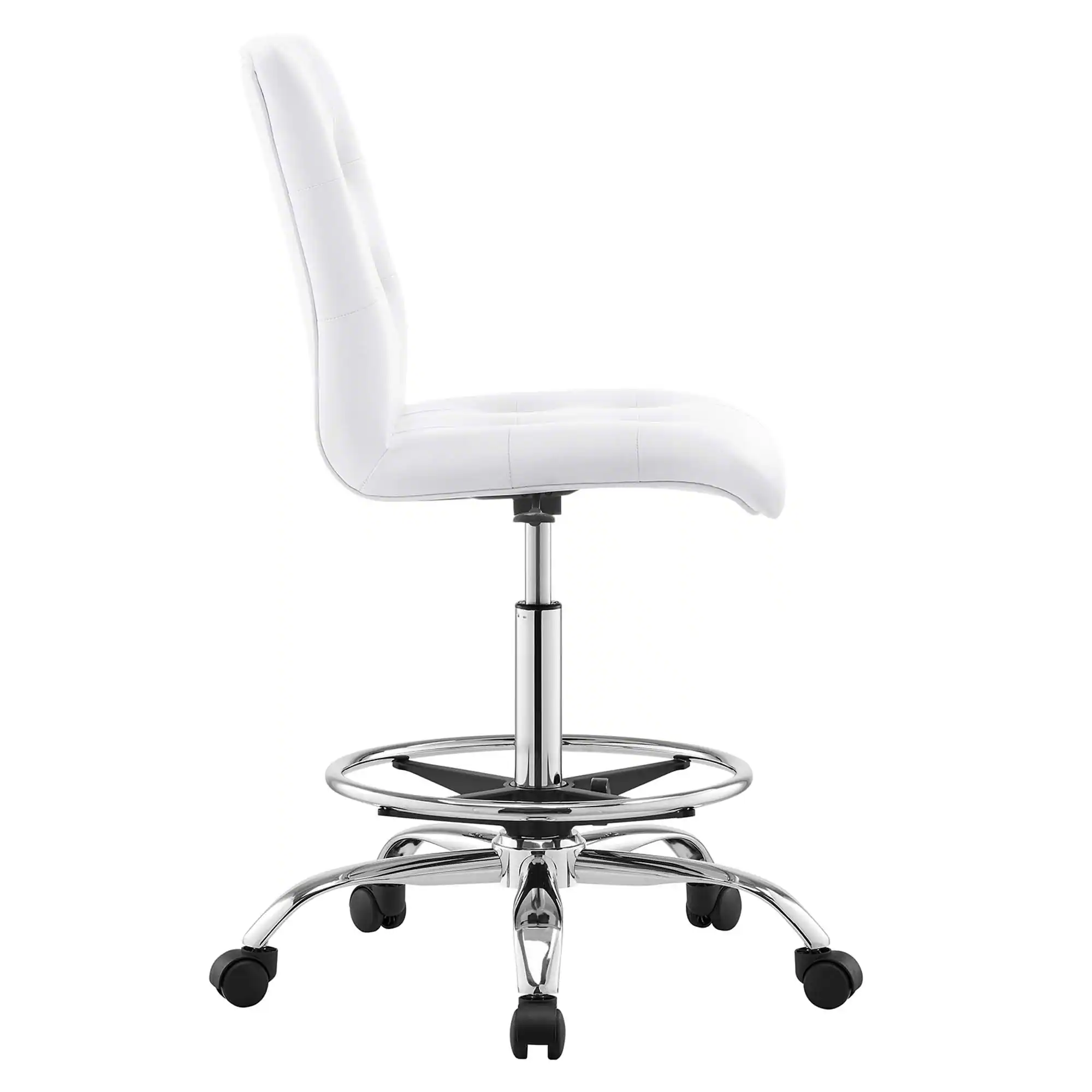 Alt View 1. Modway - Prim Armless Vegan Leather Drafting Chair by Modway - Silver White.
