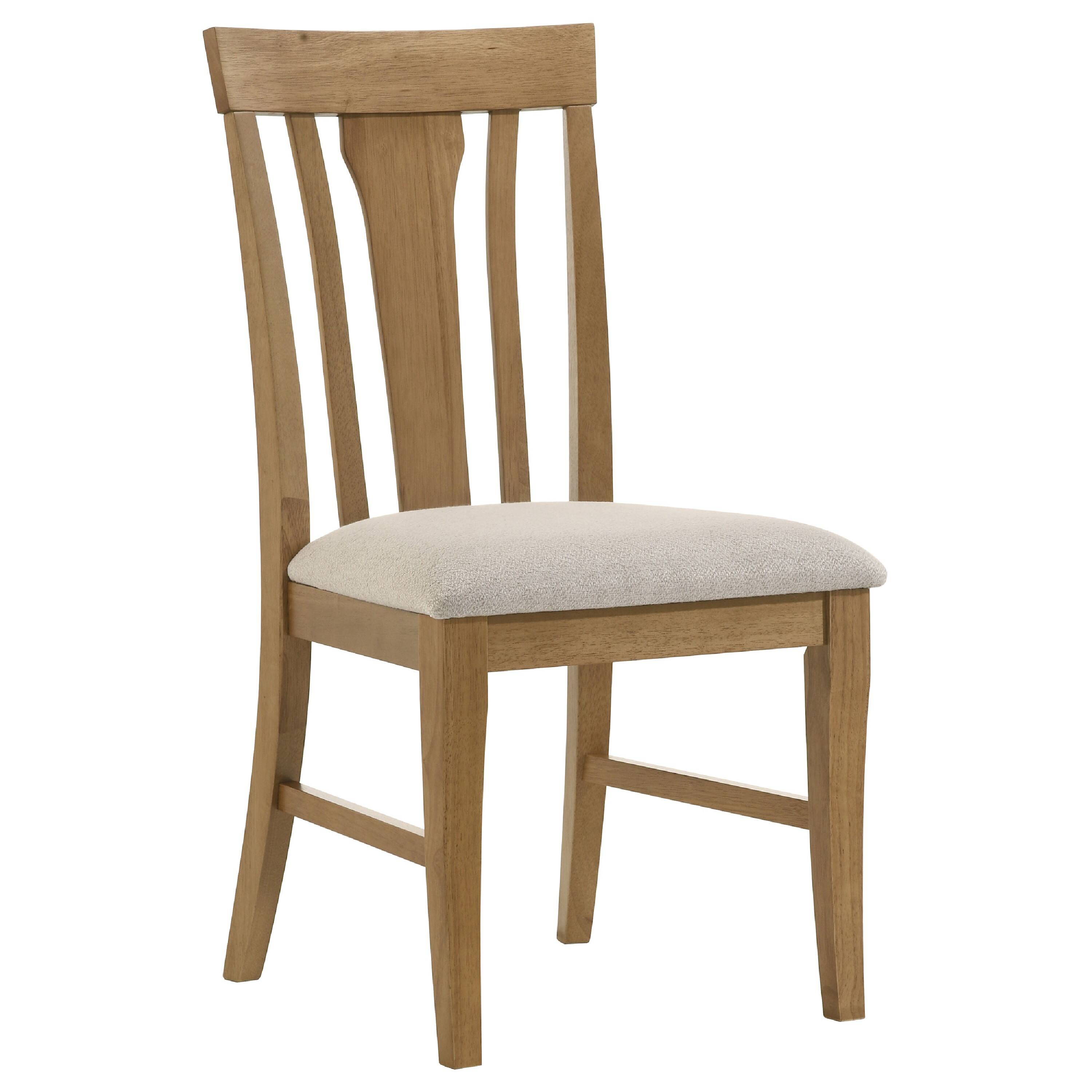 Angle. Manhattan Lane - Kema Dining Side Chair Set of 2, Slatted Back, Padded Tan Seat, Brown - Brown.