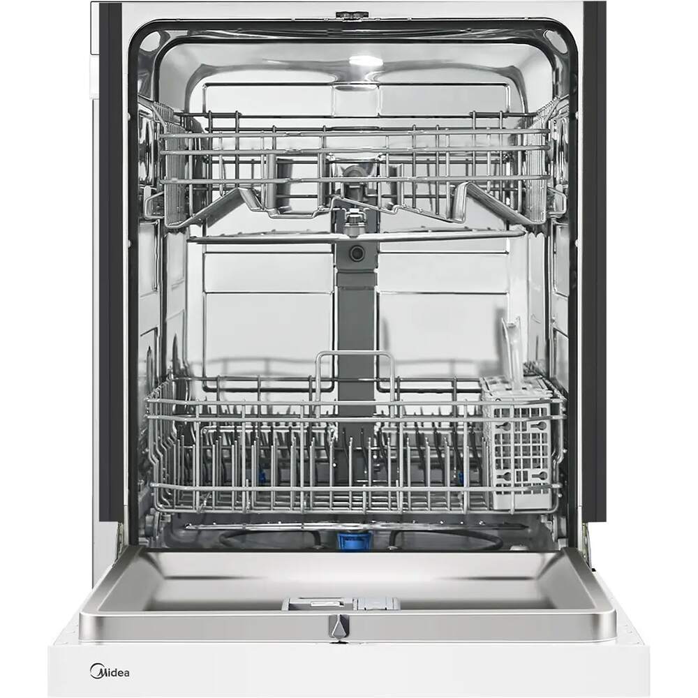 Angle. Midea - 52 dBA Front Control Dishwasher in White - White.