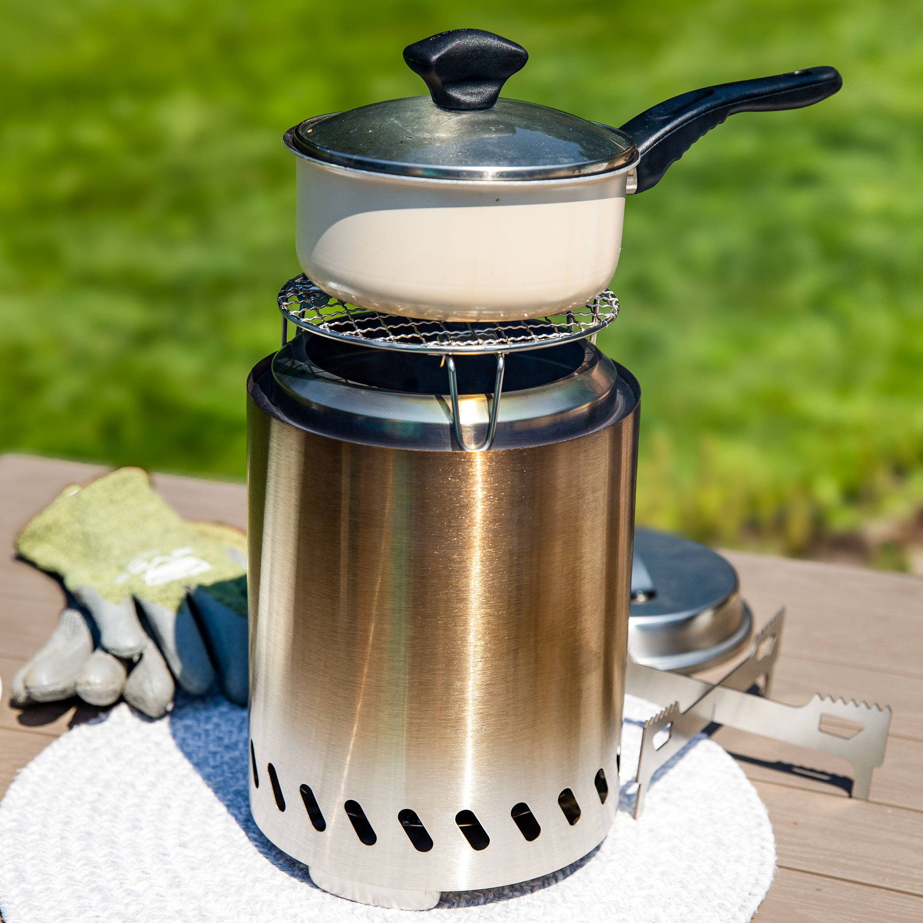 Alt View 2. Sunnydaze - 3-pc Accessory Kit for Smokeless Tabletop Fire Pit - 7-in. - Silver.