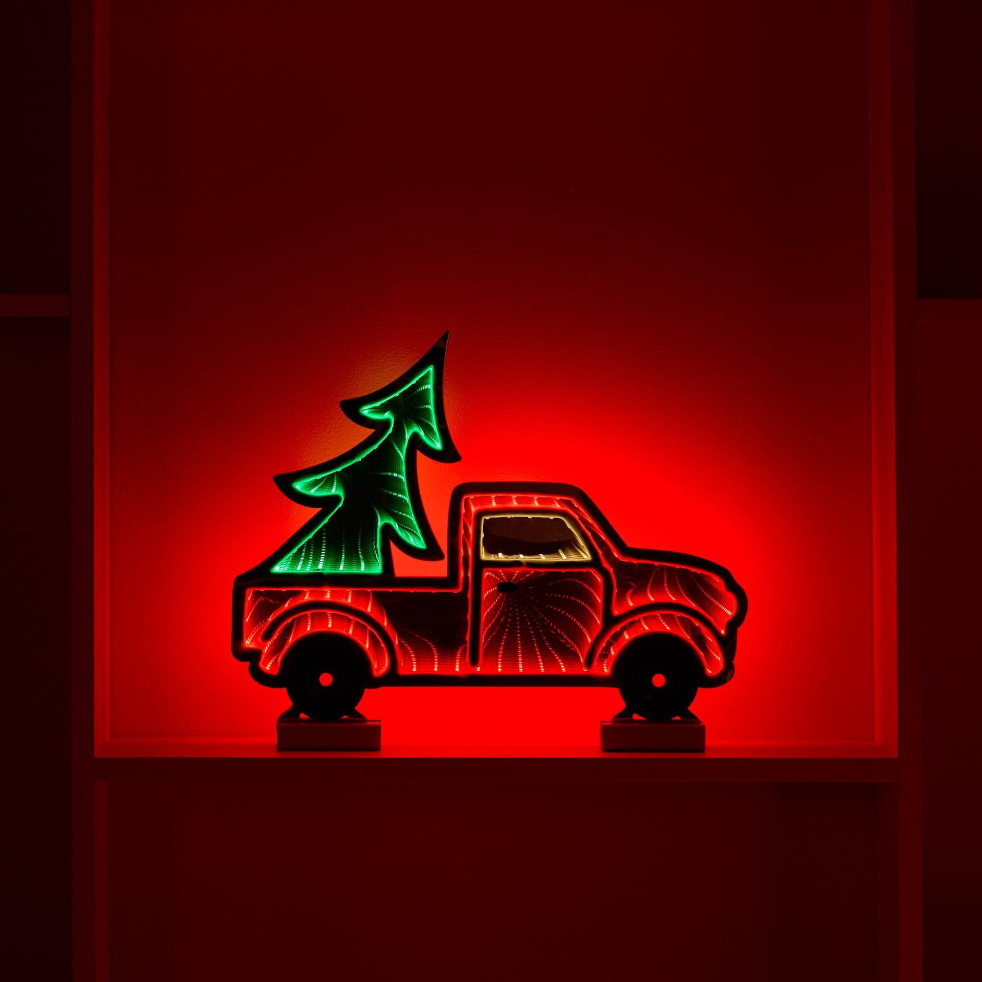 Angle. BreeBe - Holiday Pickup Truck Ekko Light Display 16"L - Red, Green.