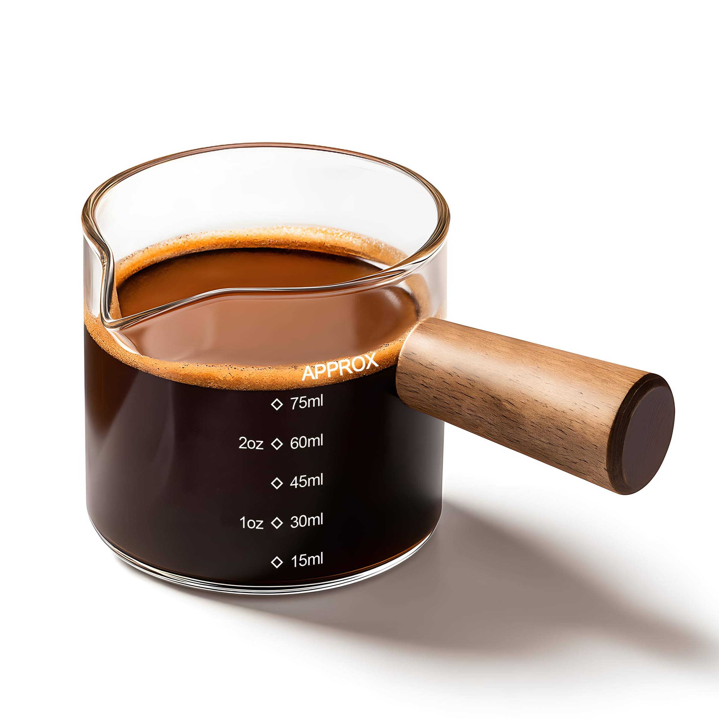 Dapper Styles 3. Espresso Shots Cup With Wood Handle Clear Glass ...