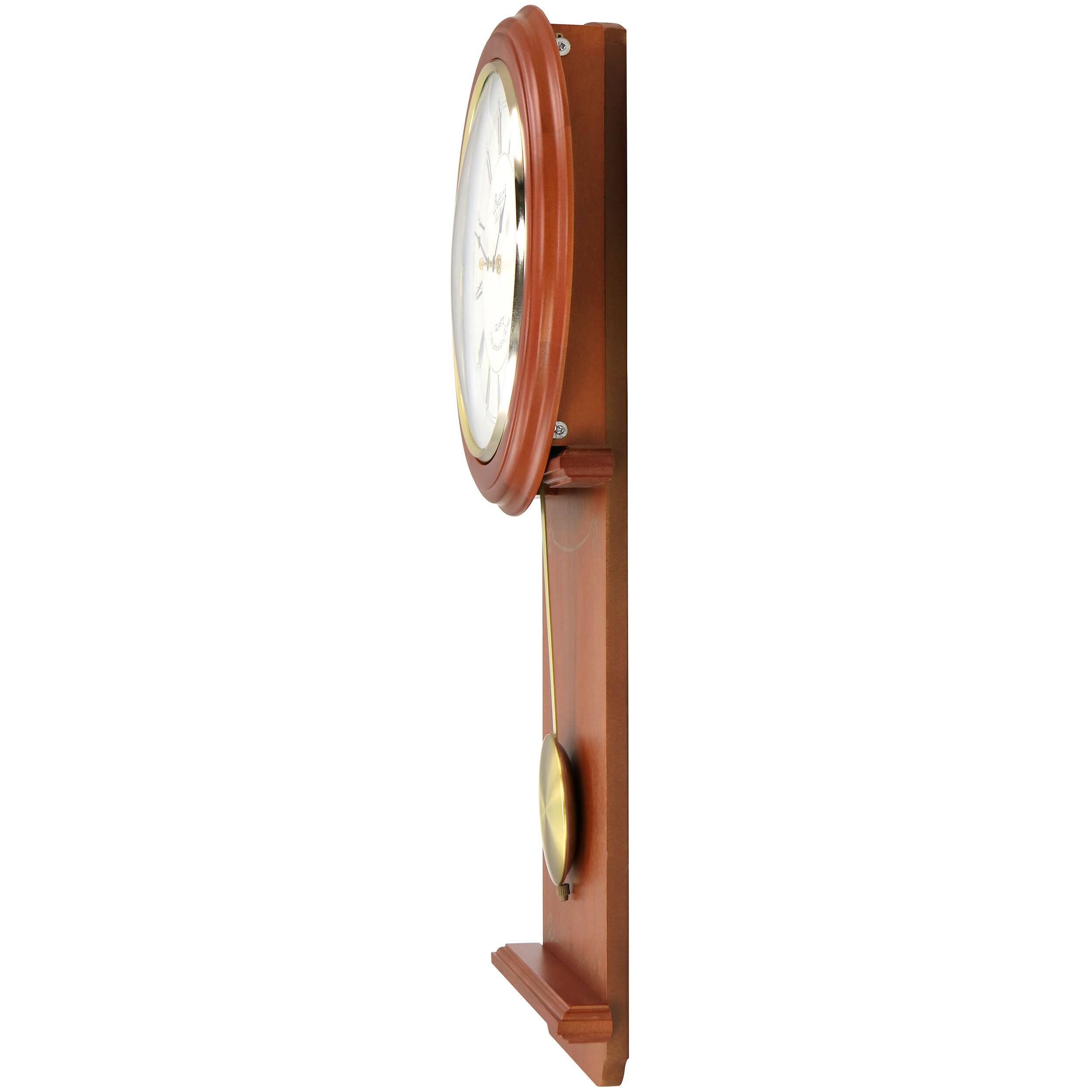 Alt View 2. Bedford Clock Collection - Bedford Clock Collection Olivia 24.5 Inch Cherry Wood Chiming Pendulum Wall Clock - Brown.