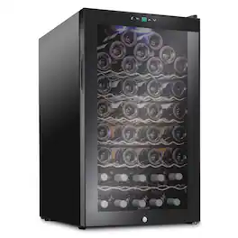 Ivation - 51 Bottle Compressor Wine Refrigerator, Freestanding Wine Cooler with Lock - Black