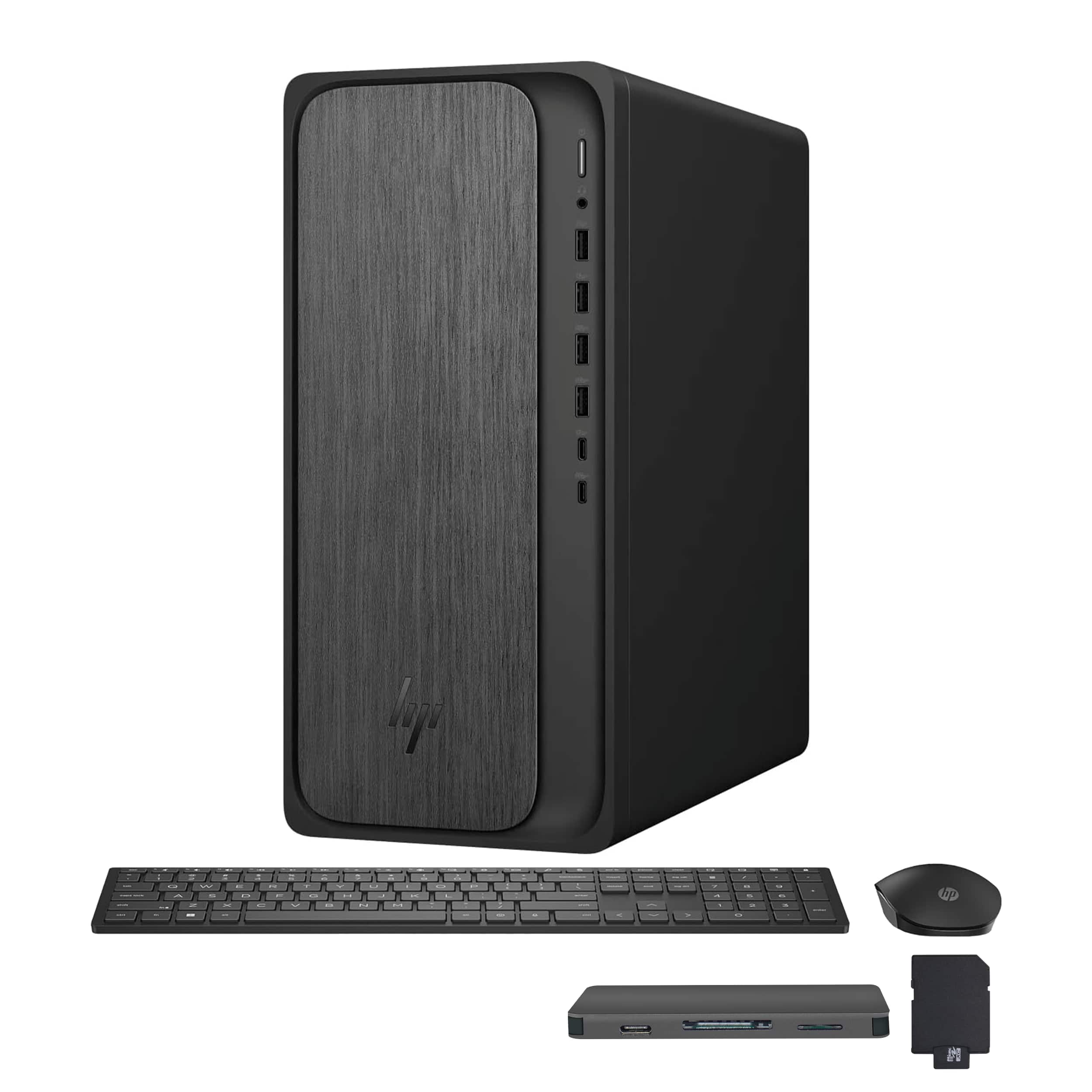 HP - OmniDesk Desktop,AMD Ryzen 7 8700G,AMD Radeon 780M,64GB RAM,2TB SSD+1TB Dock Set,Keyboard&Mouse,Win 11 - Black