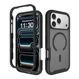 Dteck - Magnetic Case for iPhone 18 Pro Max, Compatible with MagSafe Accessory Translucent Back with Front Frame Cover - Black