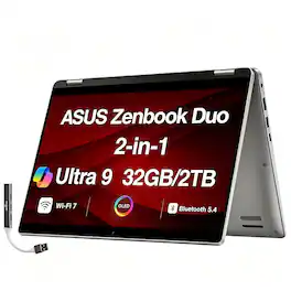 ASUS - Upgraded - Zenbook Duo 2-in-1 Laptop 14.0 2.8K Display (Intel Ultra 9-285H, 32GB LPDDR5X, 2TB PCIe SSD, Win 11 Pro)w/USB Hub - Inkwell Gray