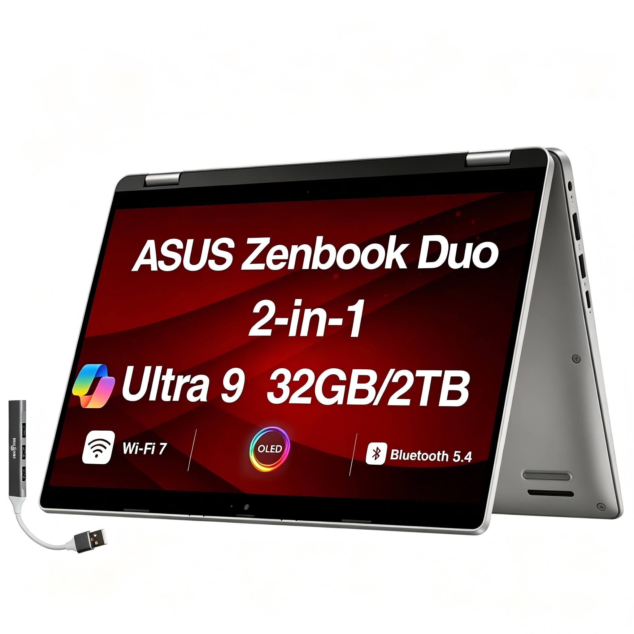 ASUS Upgraded Zenbook Duo 2 in 1 Laptop 14.0 2.8K Display (Intel