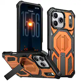 UUCOVER - Heavy Duty Magnetic Case for Apple iPhone 17 Pro Max with Hidden Kickstand, Compatible with MagSafe, Shockproof Cover - Orange