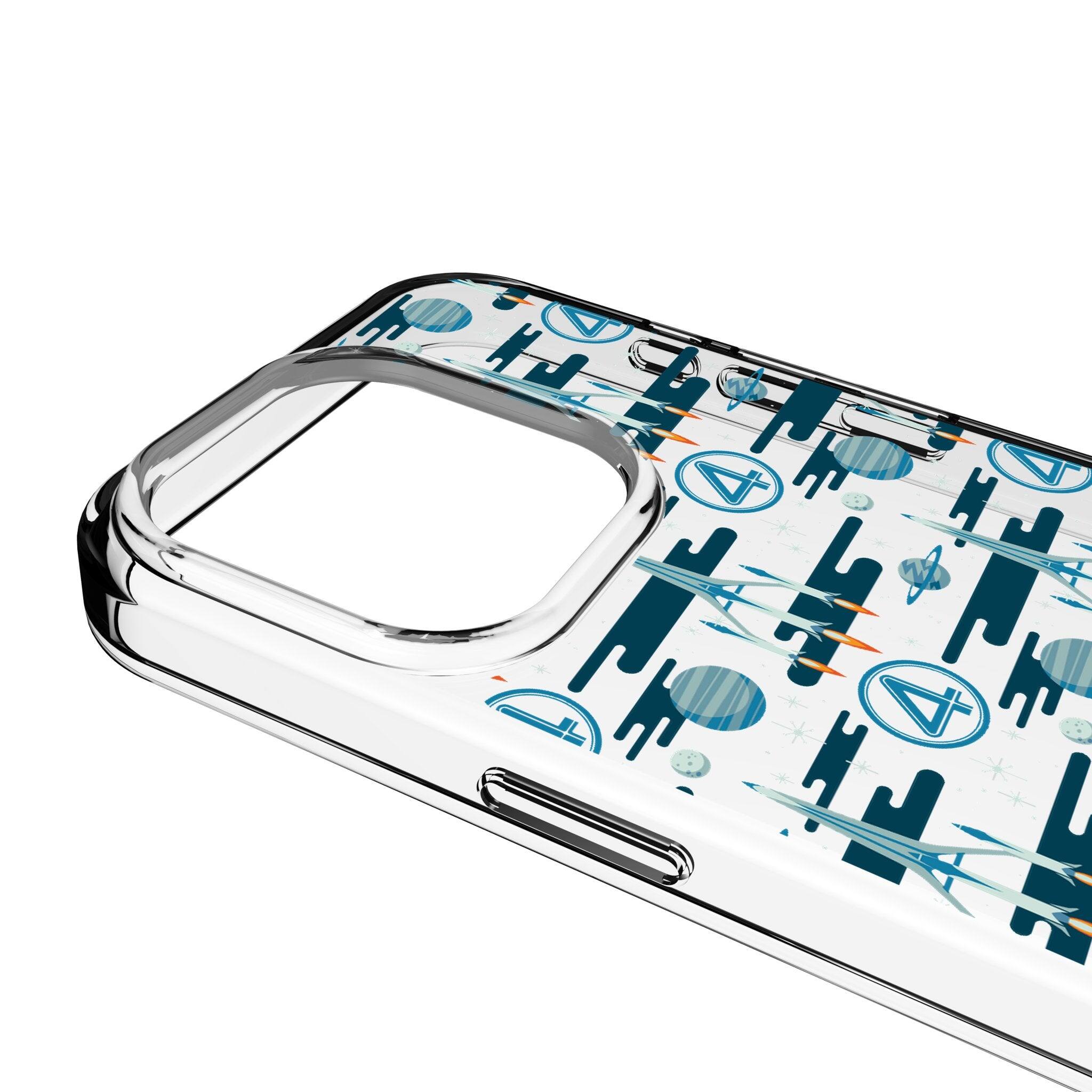 Left. Keyscaper - Marvel Pattern Clear Phone Case - Apple iPhone 16 Plus - Fantastic Four.