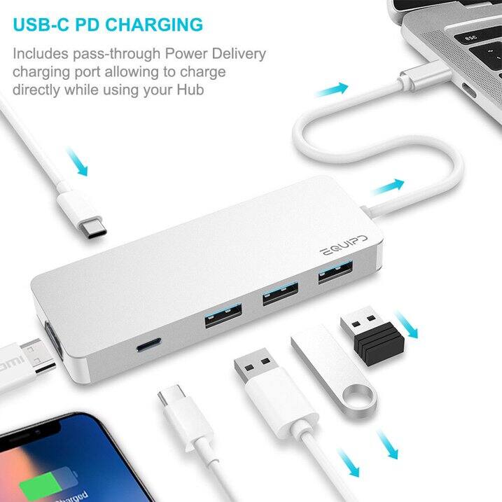 USB-C PD CHARGING

Includes pass-through Power Delivery charging port allowing to charge directly while using your Hub