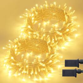 FINEAK - 2-Pack 100-LED 33ft Warm White Connectable Waterproof Christmas Lights