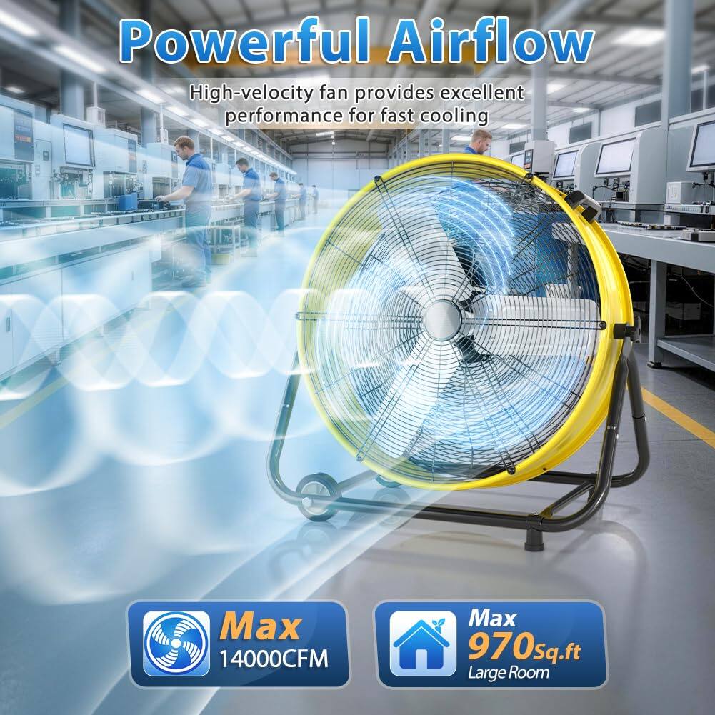 Powerful Airflow  
High-velocity fan provides excellent performance for fast cooling  
Max 14000 CFM  
Max 970 sq.ft  
Large Room