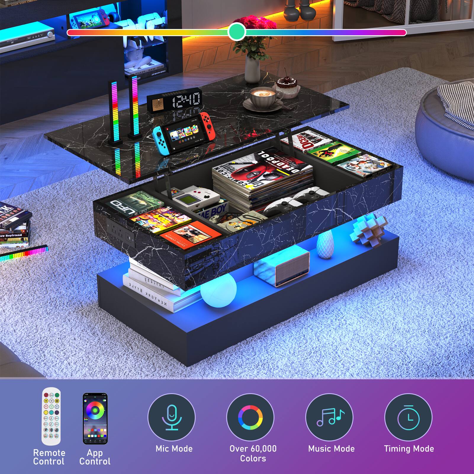 B C /a A0 C 0 - - 12:40 - OCE N0-51 MG DEADPOOL UFO y  E BOY  STFLE 19T NEWTORK . Remote App Control Control Mic Mode Over 60,000 Colors Music Mode Timing Mode