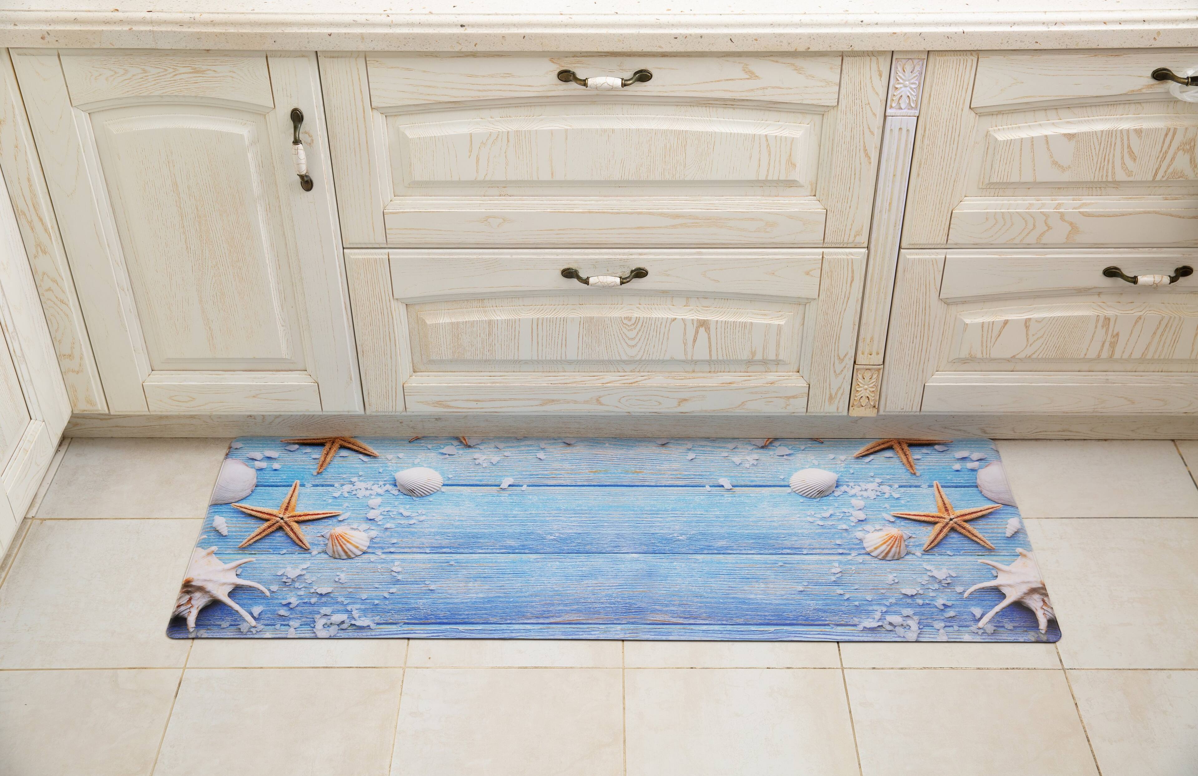 Angle. J&V TEXTILES - 20" x 55" Oversized Cushioned Anti-Fatigue Kitchen Runner Mat - Multi.