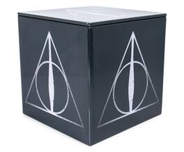 Ukonic - Harry Potter Deathly Hallows Tin Storage Box Cube Organizer with Lid | 4 Inches - Black