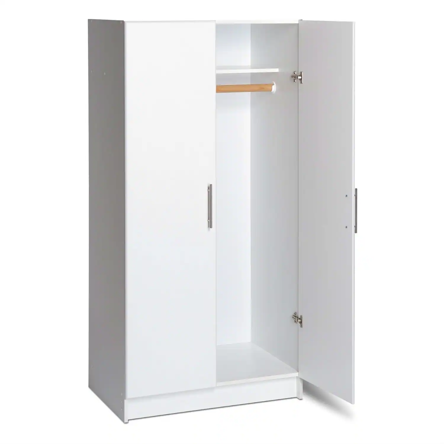 Front. Hivvago - White 2-Door Wardrobe Cabinet with Hanging Rail and Storage Shelf - White.