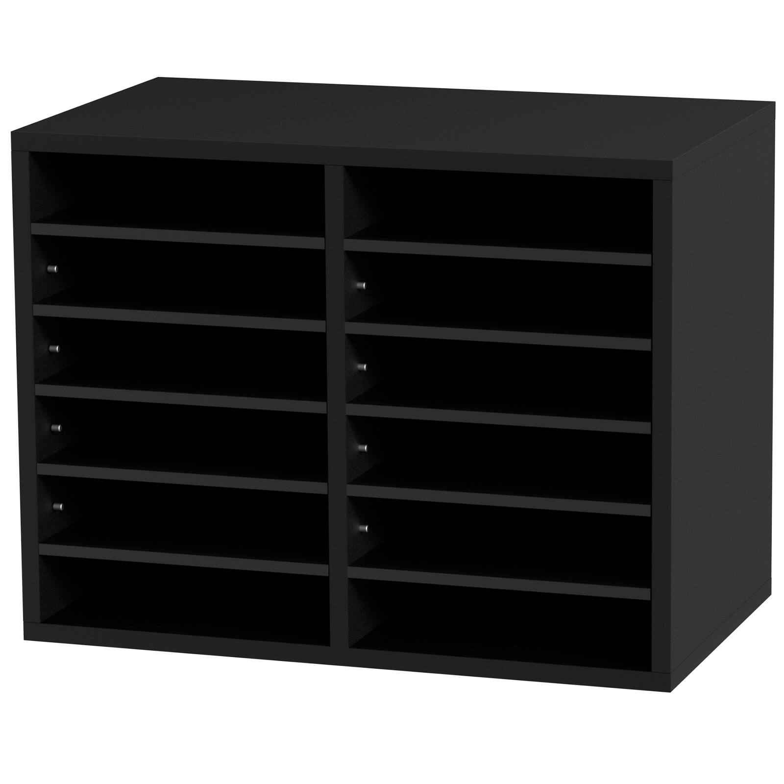 Alt View 5. VEVOR - Wood Literature Organizer, 12 Compartments, File Sorter with Removable Shelves, Mailboxes Slot - Black.