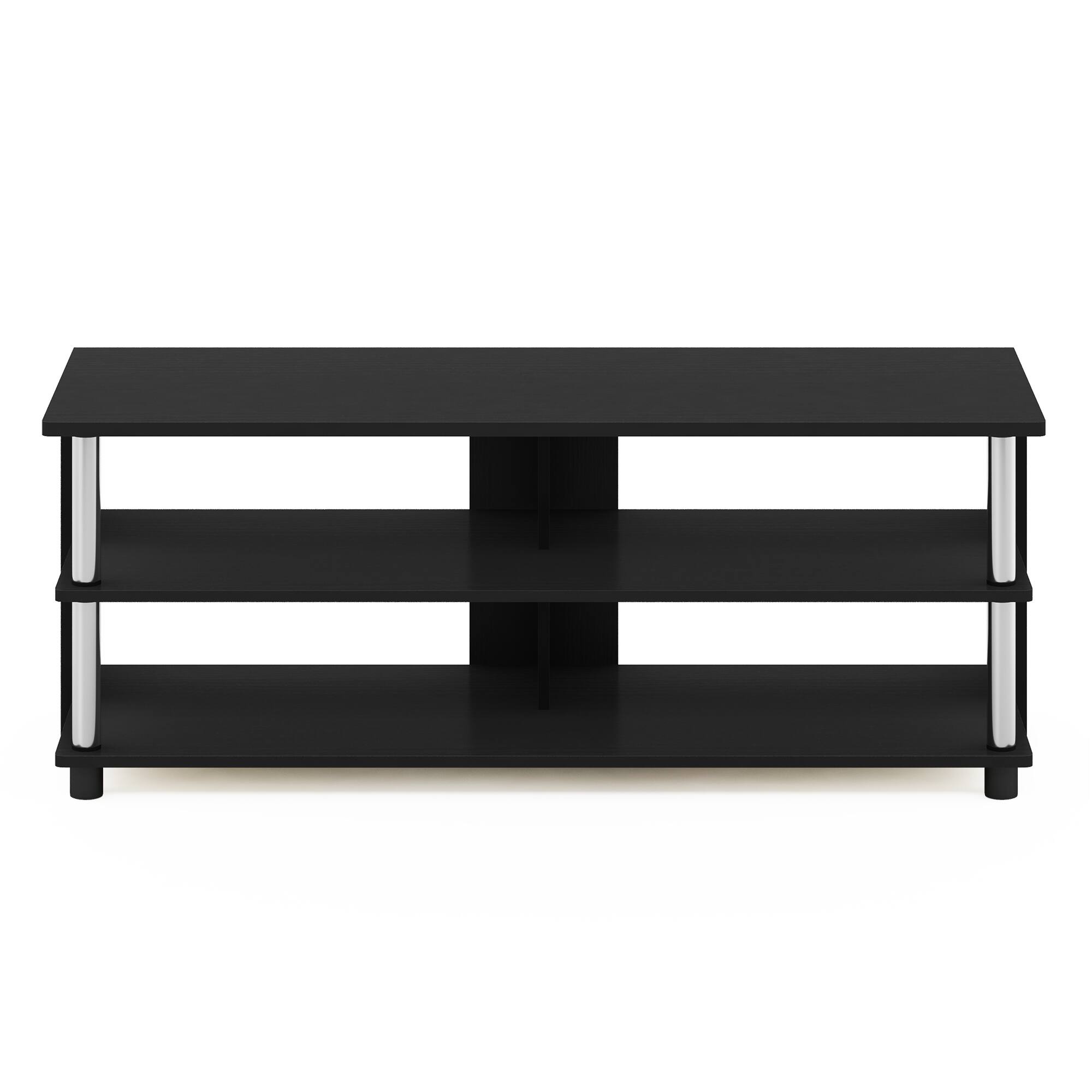 Alt View 2. Furinno - Sully 3-Tier TV Stand for TV up to 48,  Stainless Steel Tubes - Americano/Stainless Steel.