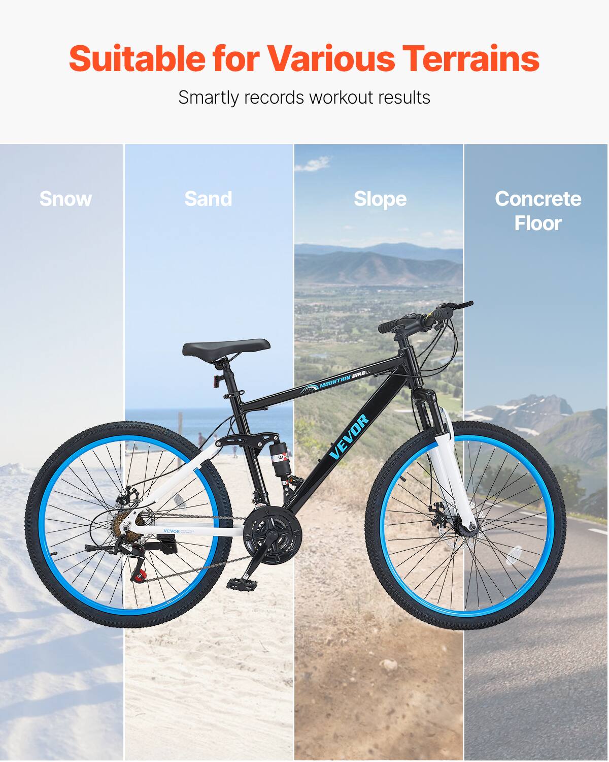 VEVOR Mountain Bike,26 inch MTB Bicycle with Full Dual Suspension