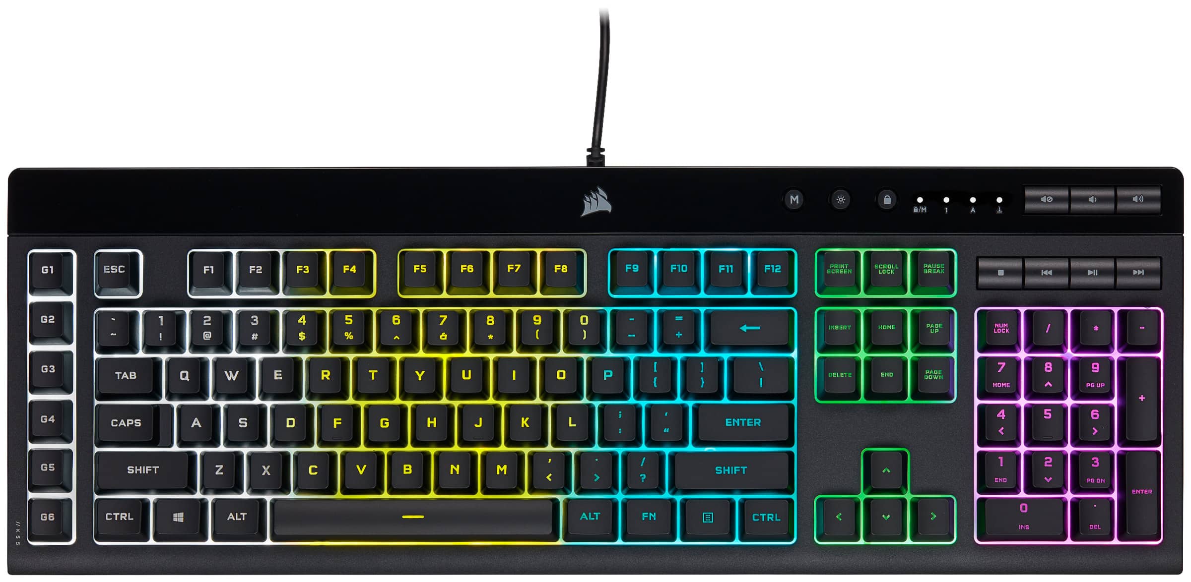 Front. CORSAIR - K55 RGB Pro LITE Full-size Wired Dome Membrane Gaming Keyboard with Elgato Stream Deck Software Integration - Black.