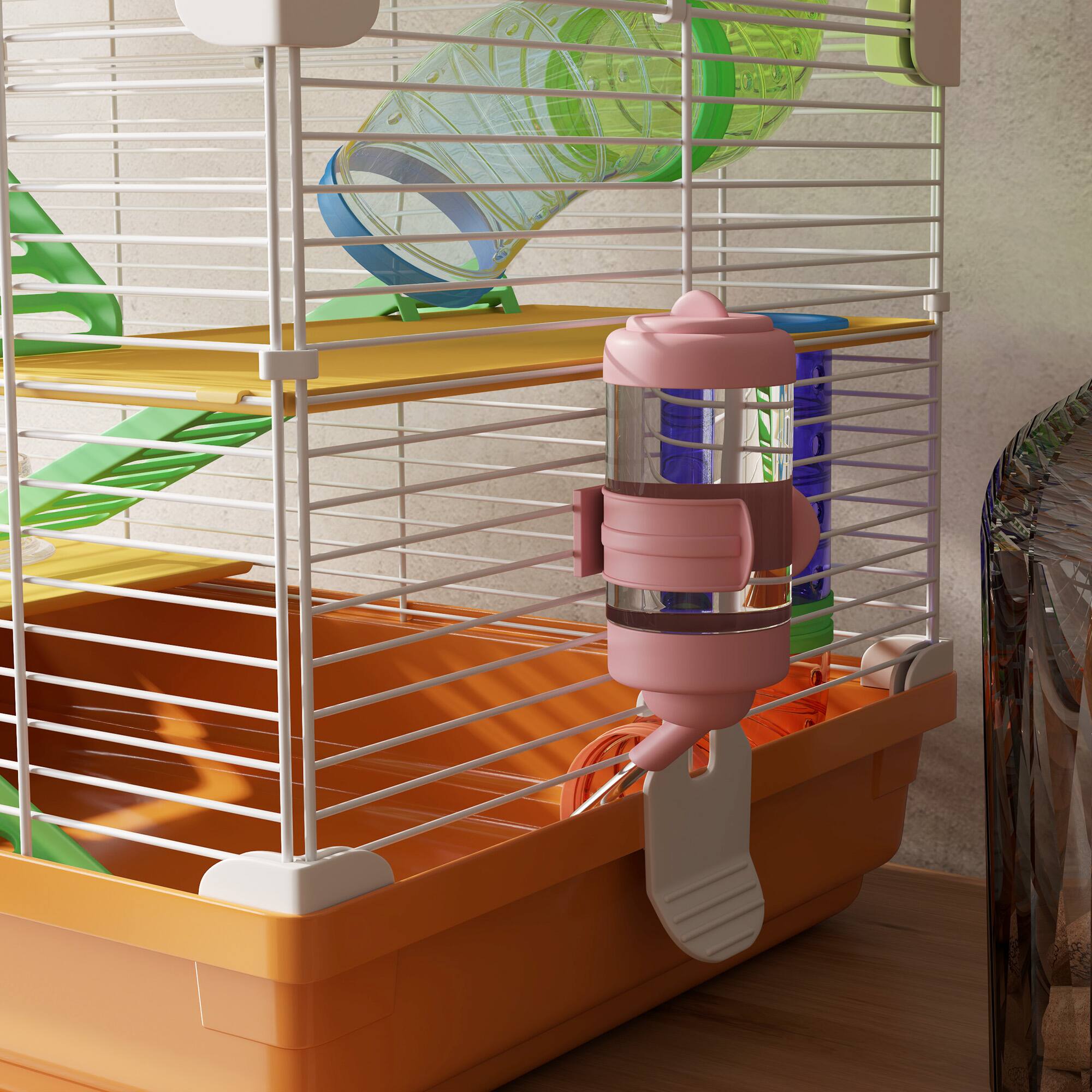 Alt View 8. Pawhut - Tiers Hamster Cage Portable Animal Travel Carrier w/ Exercise Wheels Tube.