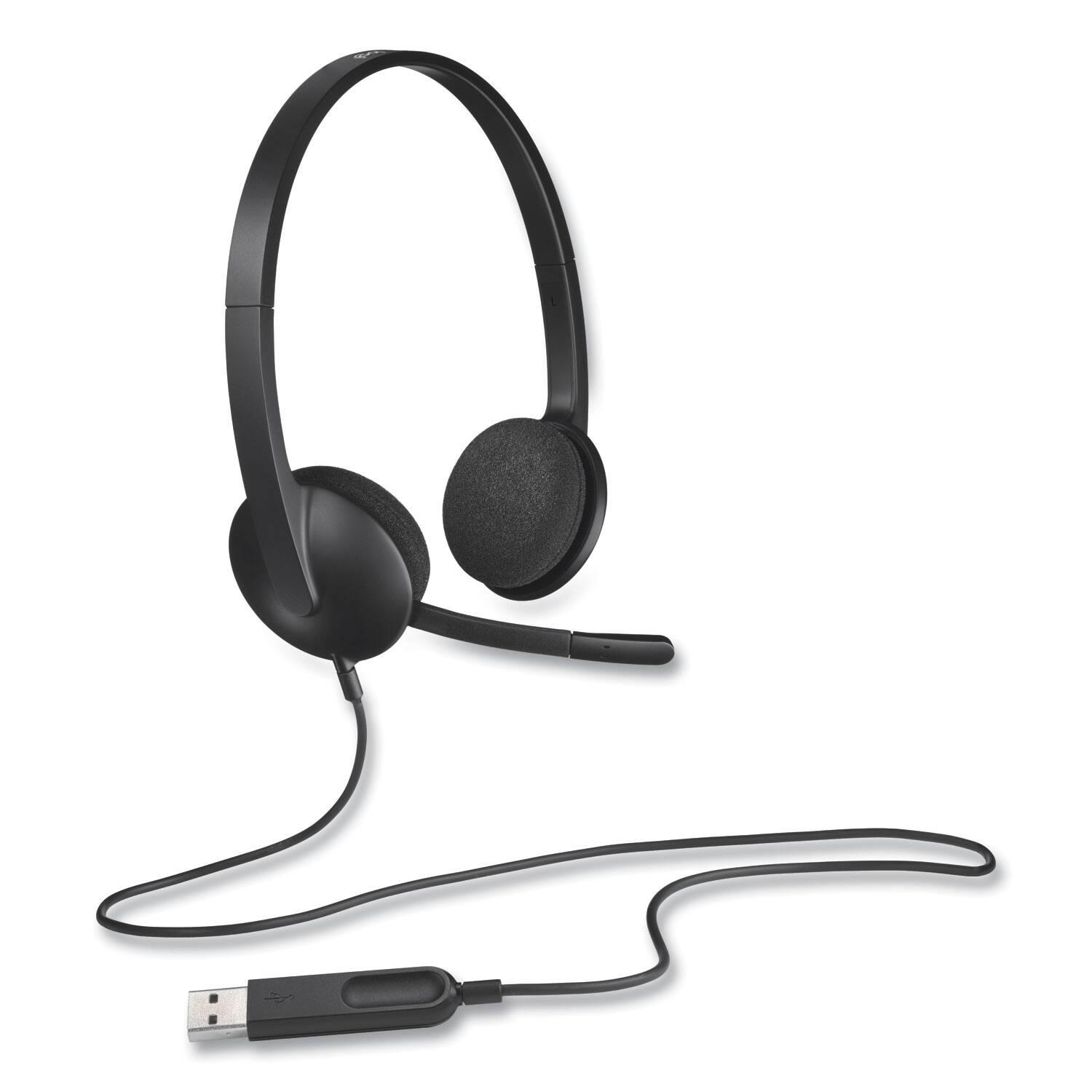 Alt View 5. Logitech - Logitech 981-000507 H340 On-Ear Headset - Binaural - Wired - USB - Black - Black.