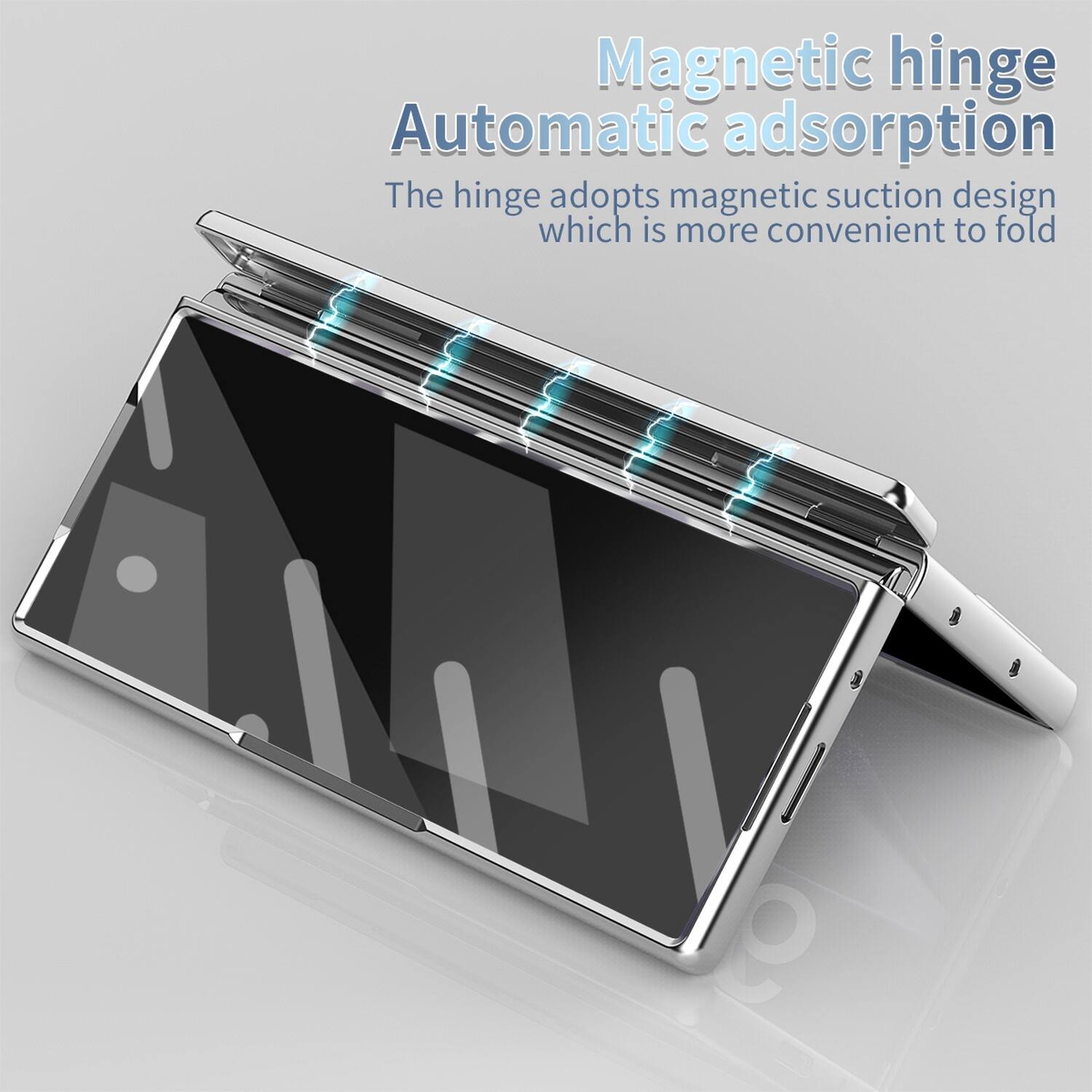 Magnetic hinge  
Automatic adsorption  
The hinge adopts magnetic suction design which is more convenient to fold