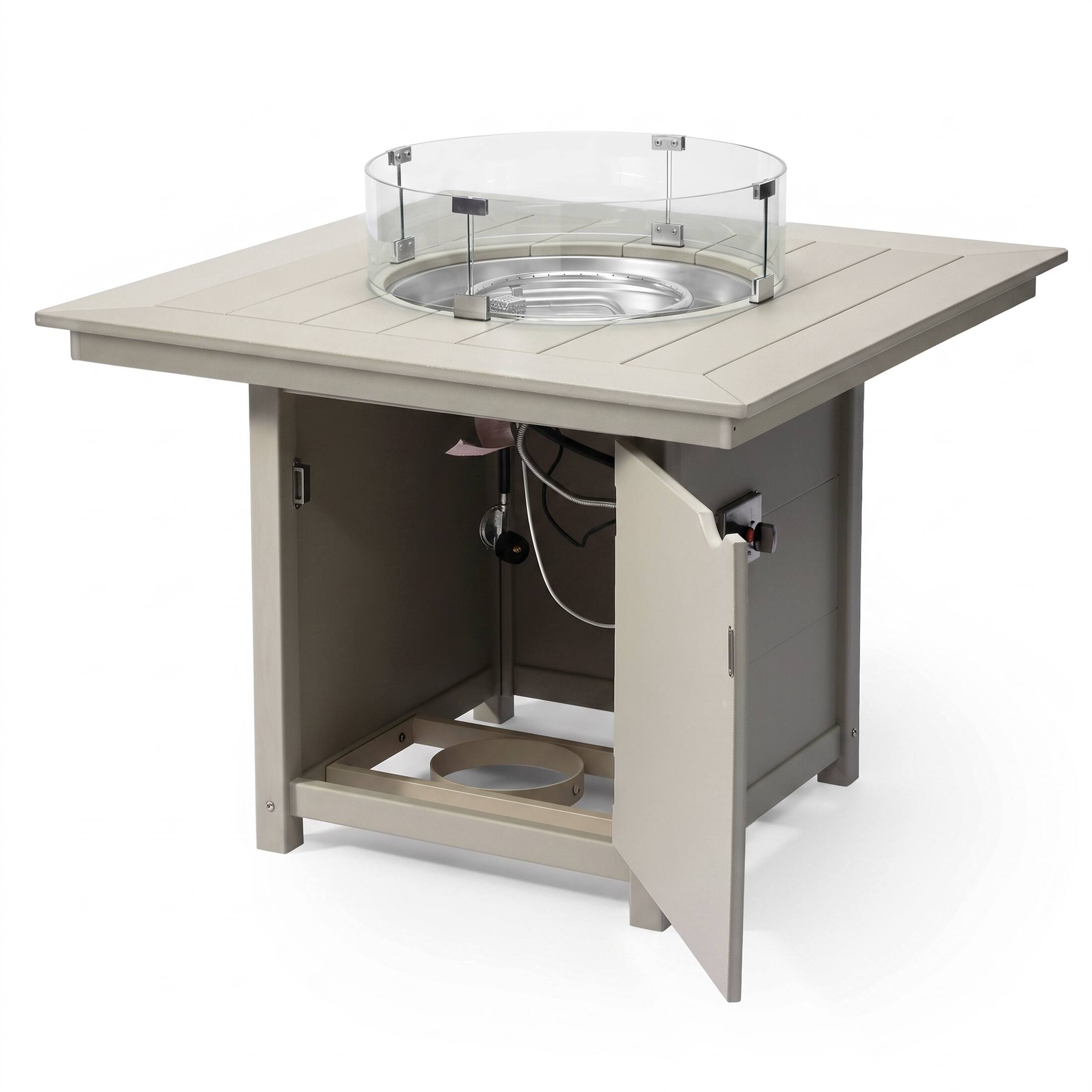 Left. WestinTrends - WestinTrends Helios Modern Outdoor Patio Propane 42" Square Fire Pit Table - Sand.