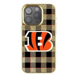 Keyscaper - NFL - Cincinnati Bengals Plaid Bling iPhone Case - 15 - Gold