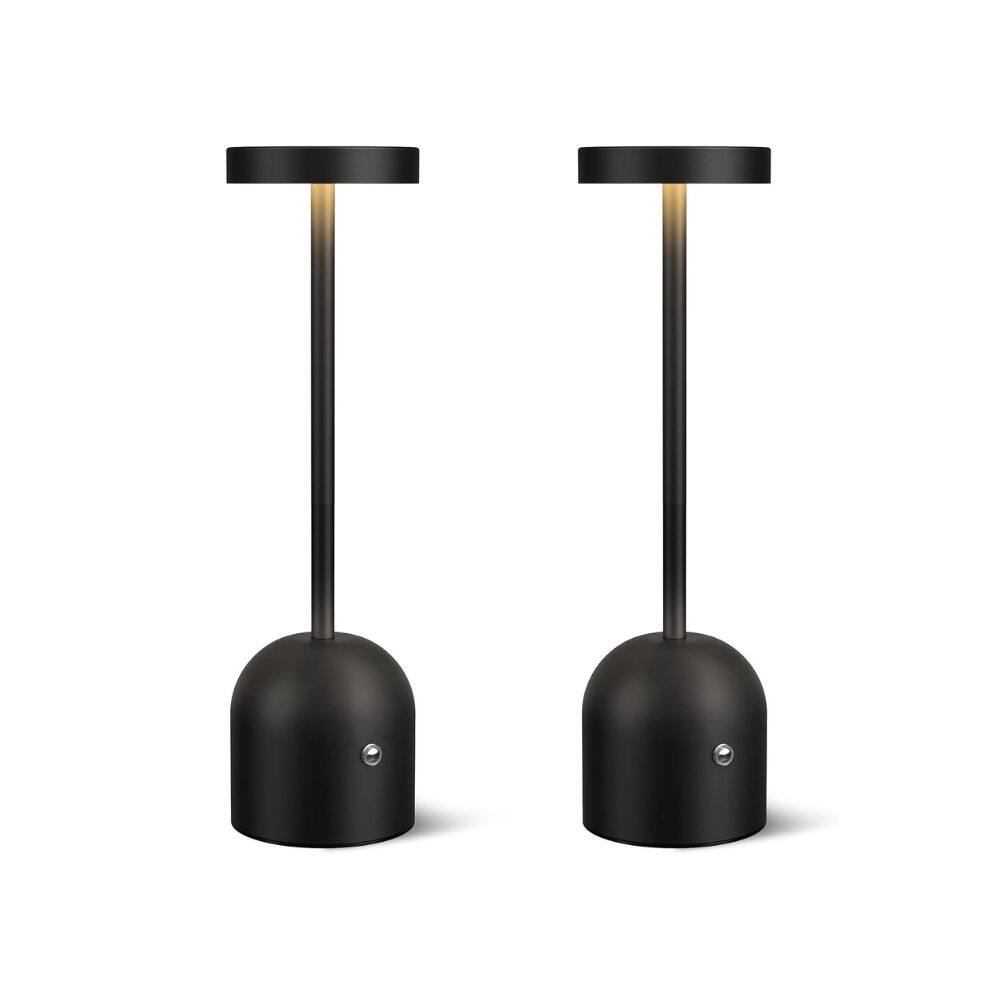 Front. Circuit Terra - Set-of-2 Rechargeable Cordless Desk Lamps - Black.