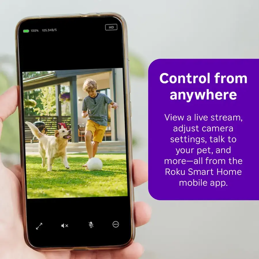 Roku Outdoor Camera Home Security IP65 Weather Resistant Wired Security