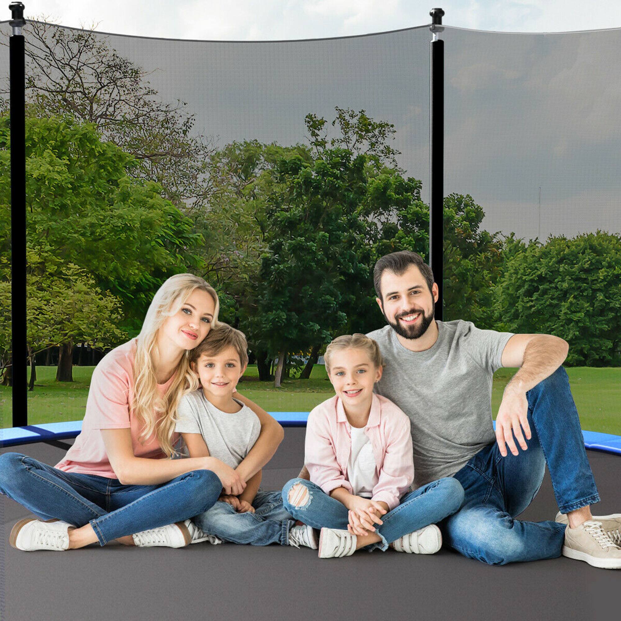 Alt View 4. Gymax - Gymax 12FT Replacement Trampoline Safety Enclosure Net w/ Zipper & Buckle for 8 Poles - Black.