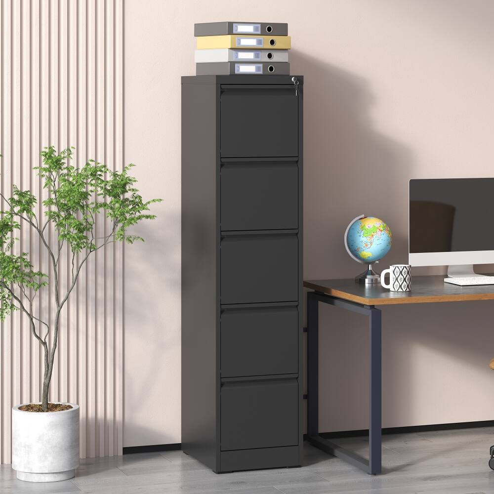 Left. Loheer - Loheer 5 Drawer Metal Vertical File Cabinet with Lock for Home Office A4 Legal Letter Size.
