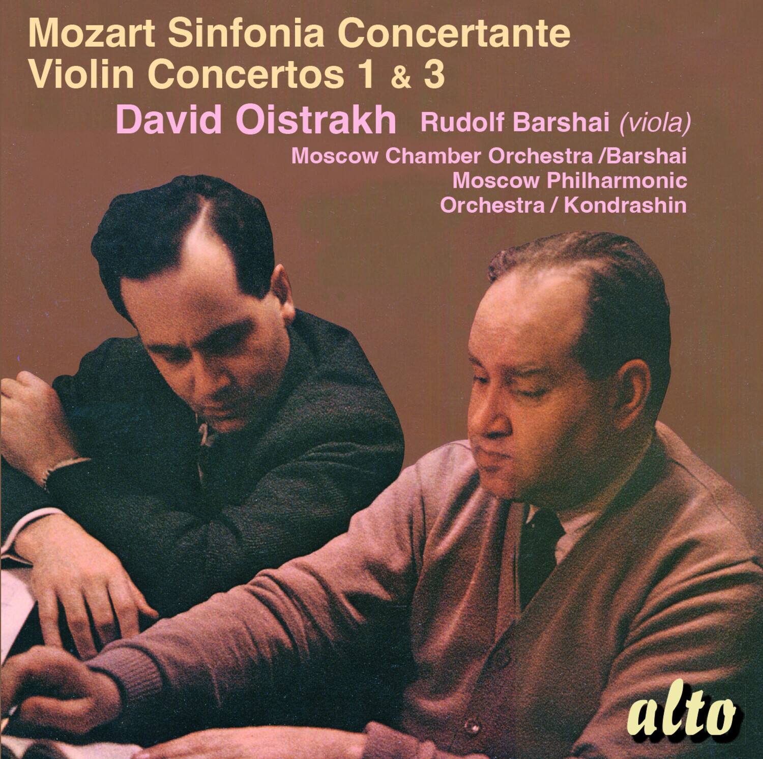 Mozart Sinfonia Concertante  
Violin Concertos 1 & 3  

David Oistrakh  
Rudolf Barshai (viola)  

Moscow Chamber Orchestra / Barshai  
Moscow Philharmonic Orchestra / Kondrashin  

alto