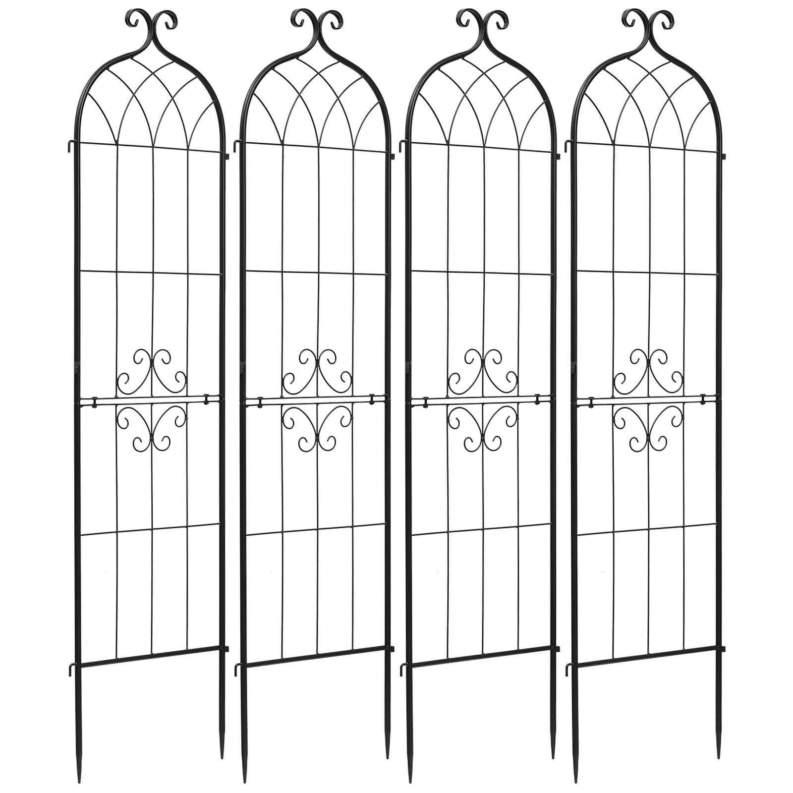 Alt View 5. VEVOR - Garden Trellis, 60 x 15 inch Rose Trellis, 4 Packs Garden Flower Rose Trellises with Powder-Coated Finish & Convenient - Black.