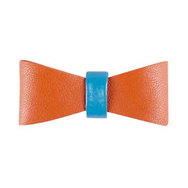 PoisePup - Cute Handmade Genuine Soft Full Grain Leather Dog Bow Tie - Orange | Blue