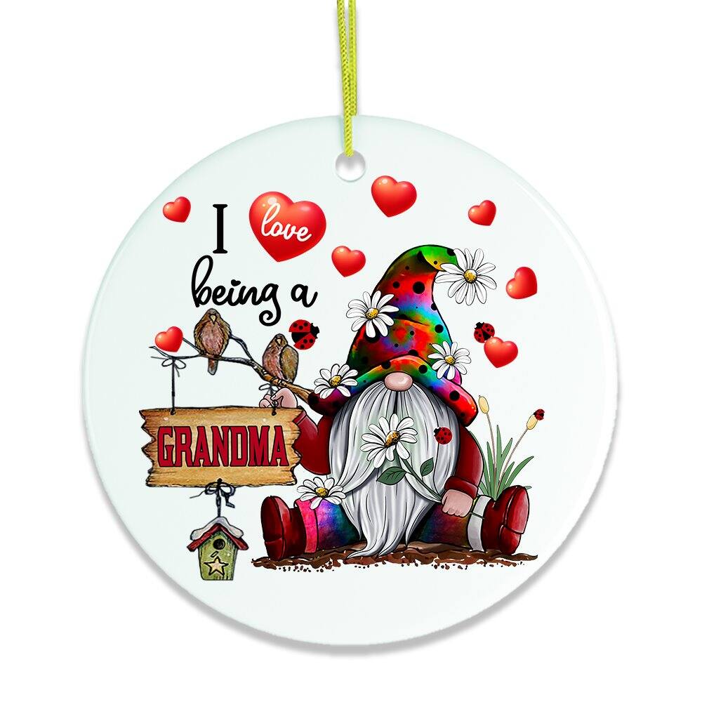 OrnamentallyYou - I Love Being a Grandma Gnome Christmas Ornament - Multi-colored