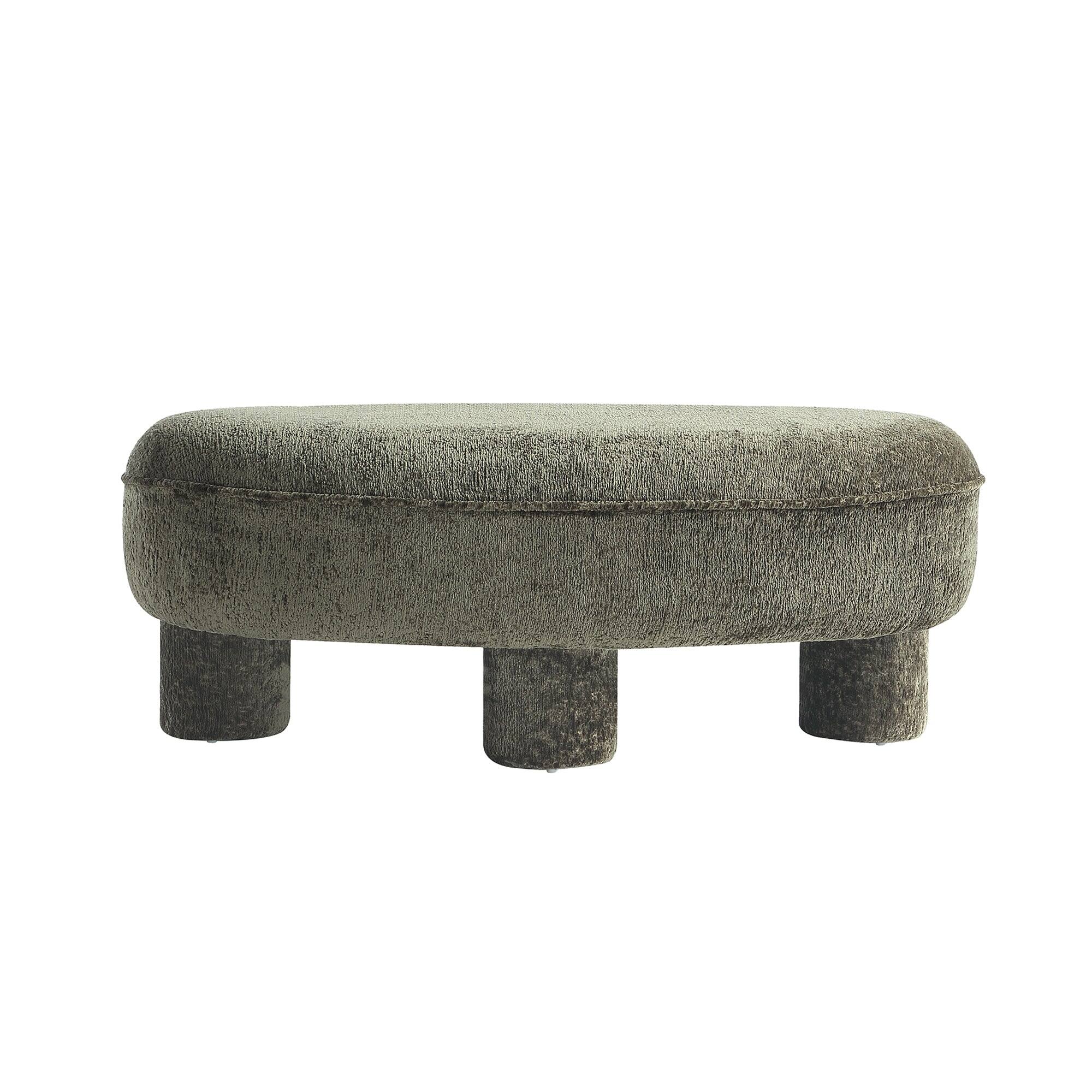 Alt View 2. Manhattan Comfort - Tribeca Mid-Century Modern Chenille Accent Ottoman - Olive Green.
