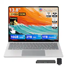 Microsoft - Upgraded - Surface 13.8" 2K Touchscreen Laptop,Snapdragon X2 Elite,16GB RAM,2TB SSD+1TB Dock,Backlit,Win 11 - Platinum