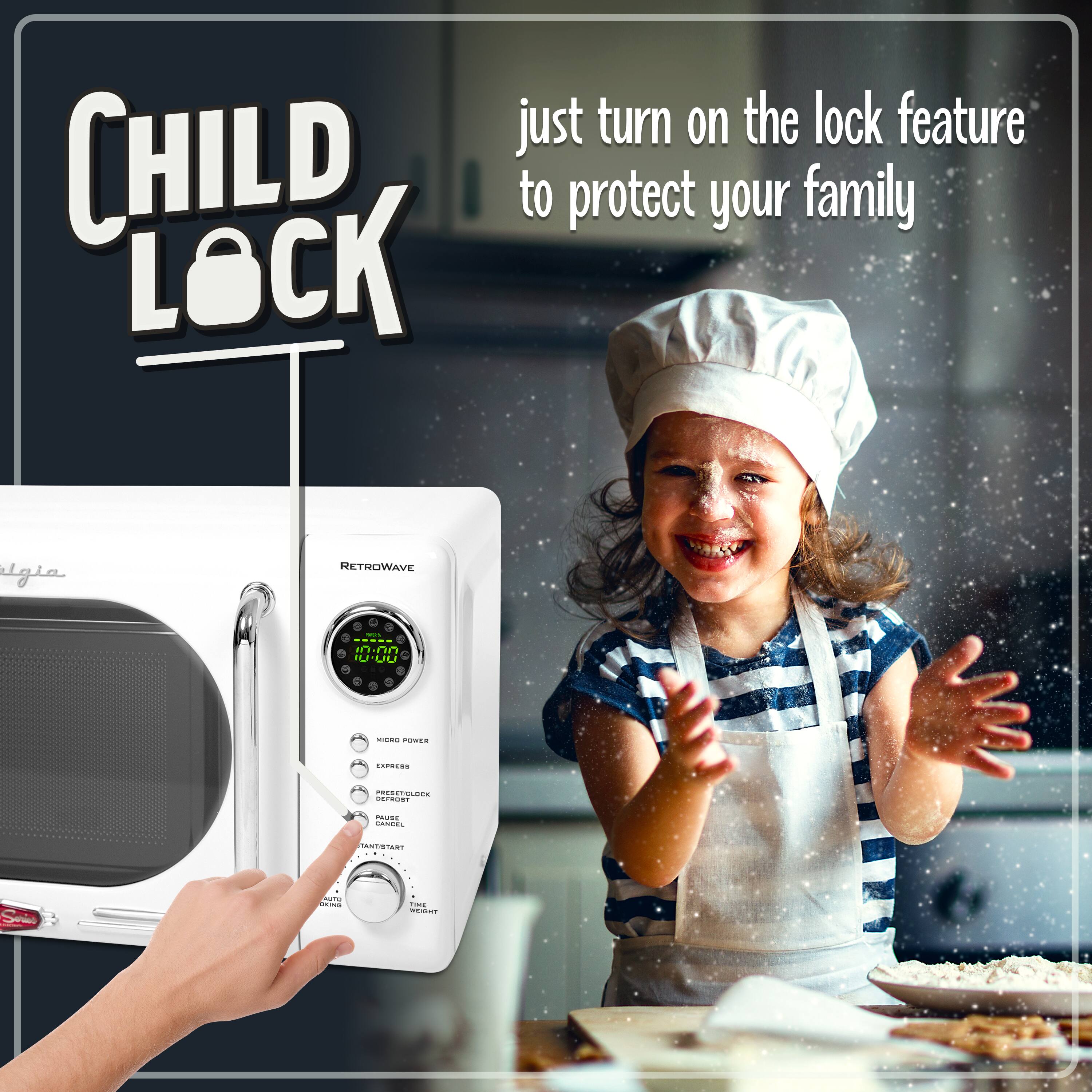 Just turn on the lock feature CHILD LOCK to protect your family.