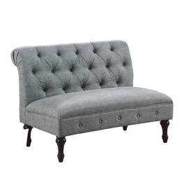 Boyel Living - Tufted Linen Loveseat with Solid Wood Legs - Light Gray