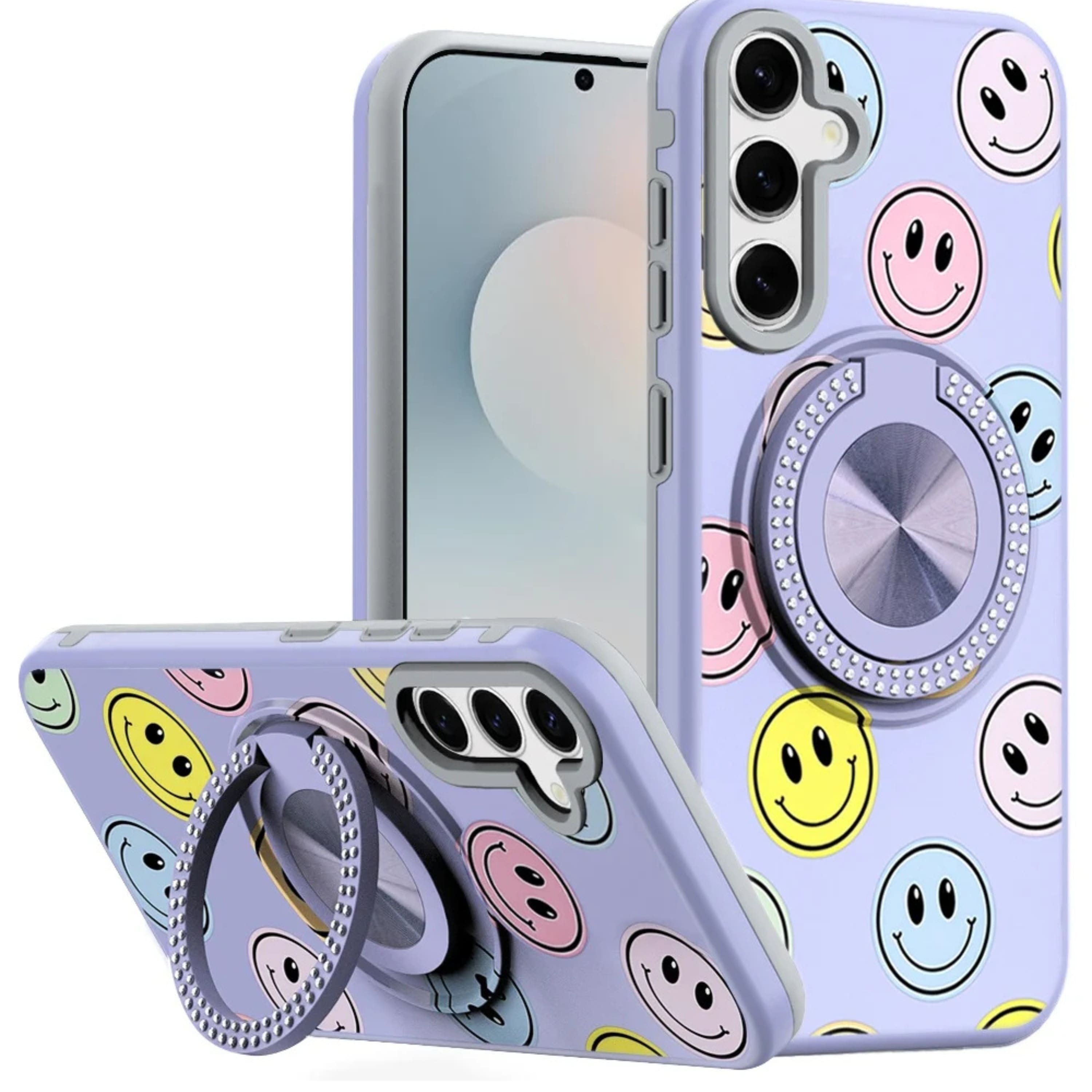 Kitcheniva - 360 Rotating Stand Case With Tempered Glass For Samsung S25 FE Smiles - Smile price history on PriceWatchPro