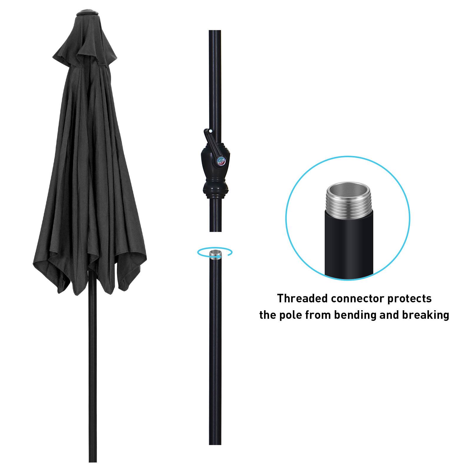 Threaded connector protects the pole from bending and breaking