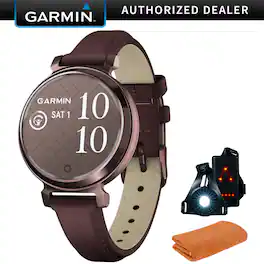 Garmin - Lily 2 Classic Dark Bronze w/ Mulberry Leather Band Smartwatch + Accessories Kit - Dark Bronze with Mulberry Leather Band - (2024)