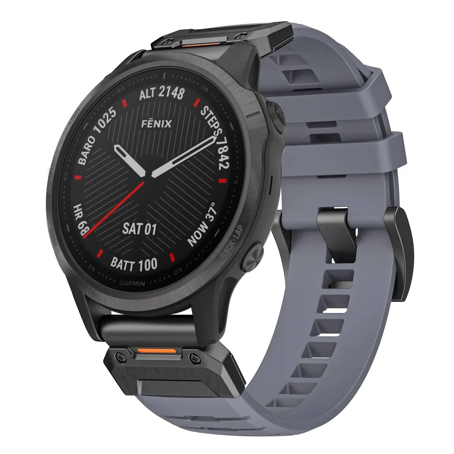LHON 1025  
BARO 2148  
ALT 2148  
STEPS 7842  
HR 68  
SAT 01  
BATT 100  
GARMIN  
FÉNIX  
NOW LAP  
BACK-LAP 25