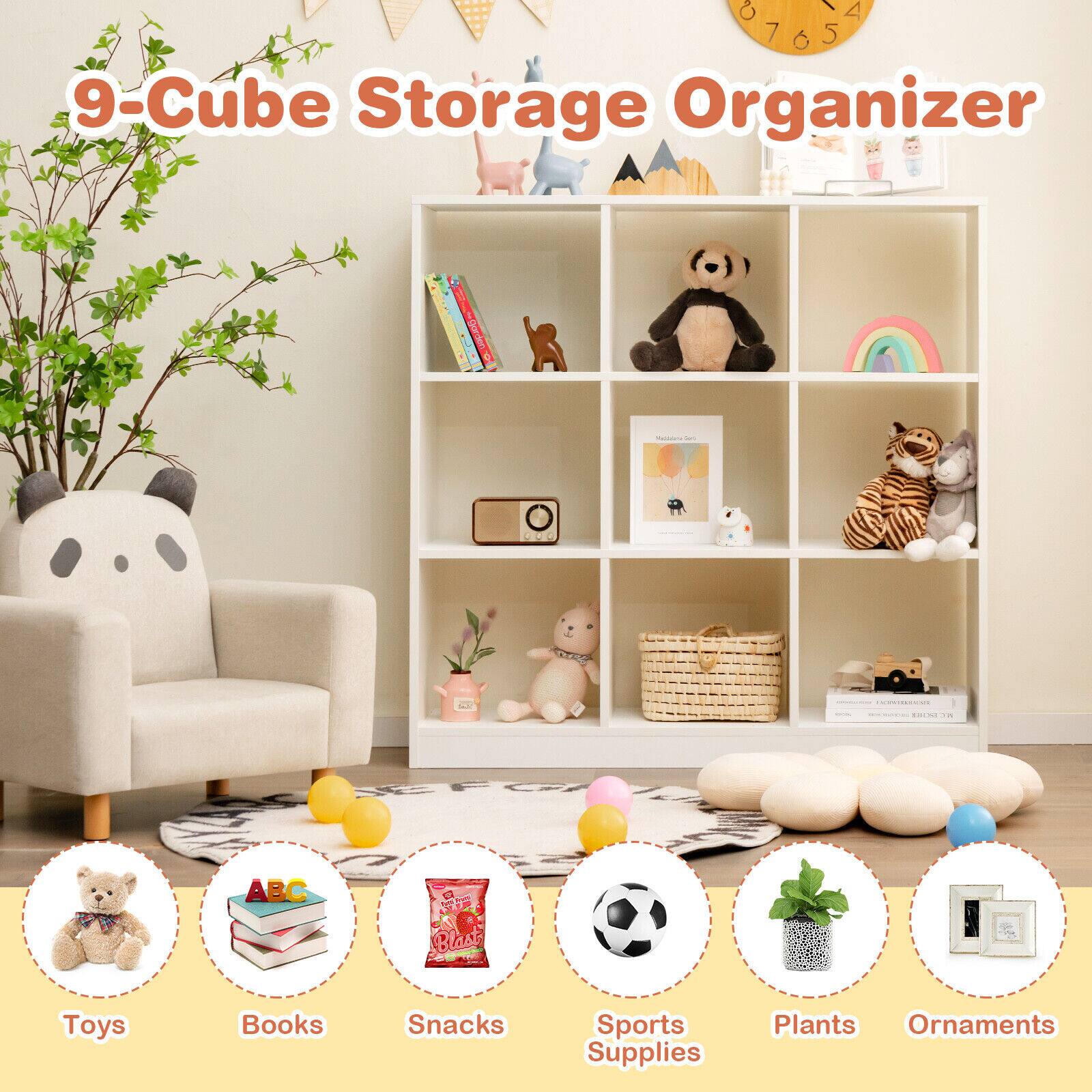 9-Cube Storage Organizer: Toys, Books, Snacks, Sports Supplies, Plants, Ornaments