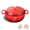 Front. Winado - 6QT Dutch Oven Enameled Cast Iron Bread Oven with Moisture-Lock Lid for Sourdough Baking & Cooking, Oven & Stovetop Safe - Red.