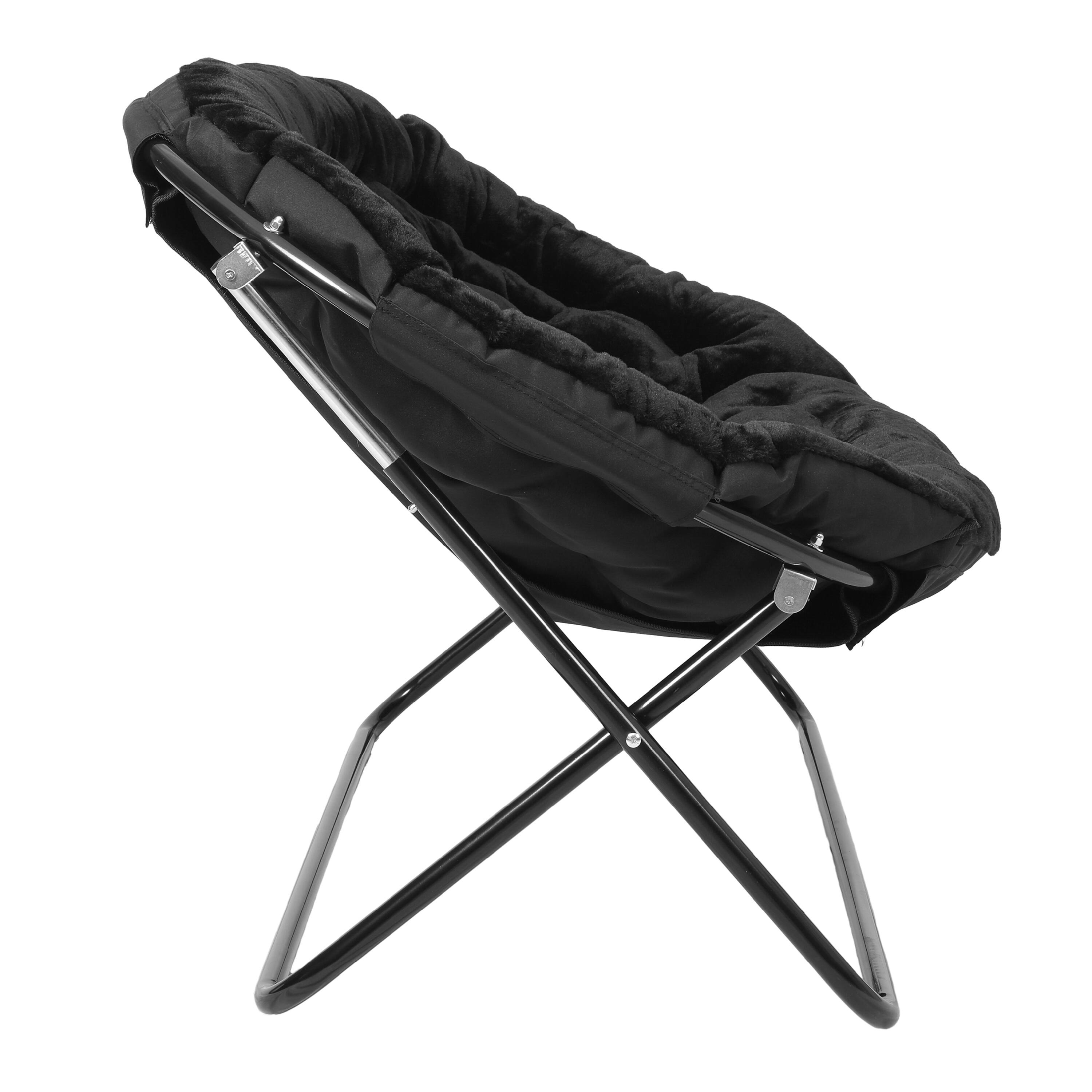 Alt View 8. Emma + Oliver - Janey Folding Double Saucer Chair with Steel Frame for Dorm, Living Room, or Bedroom - Black Fabric/Black Frame.