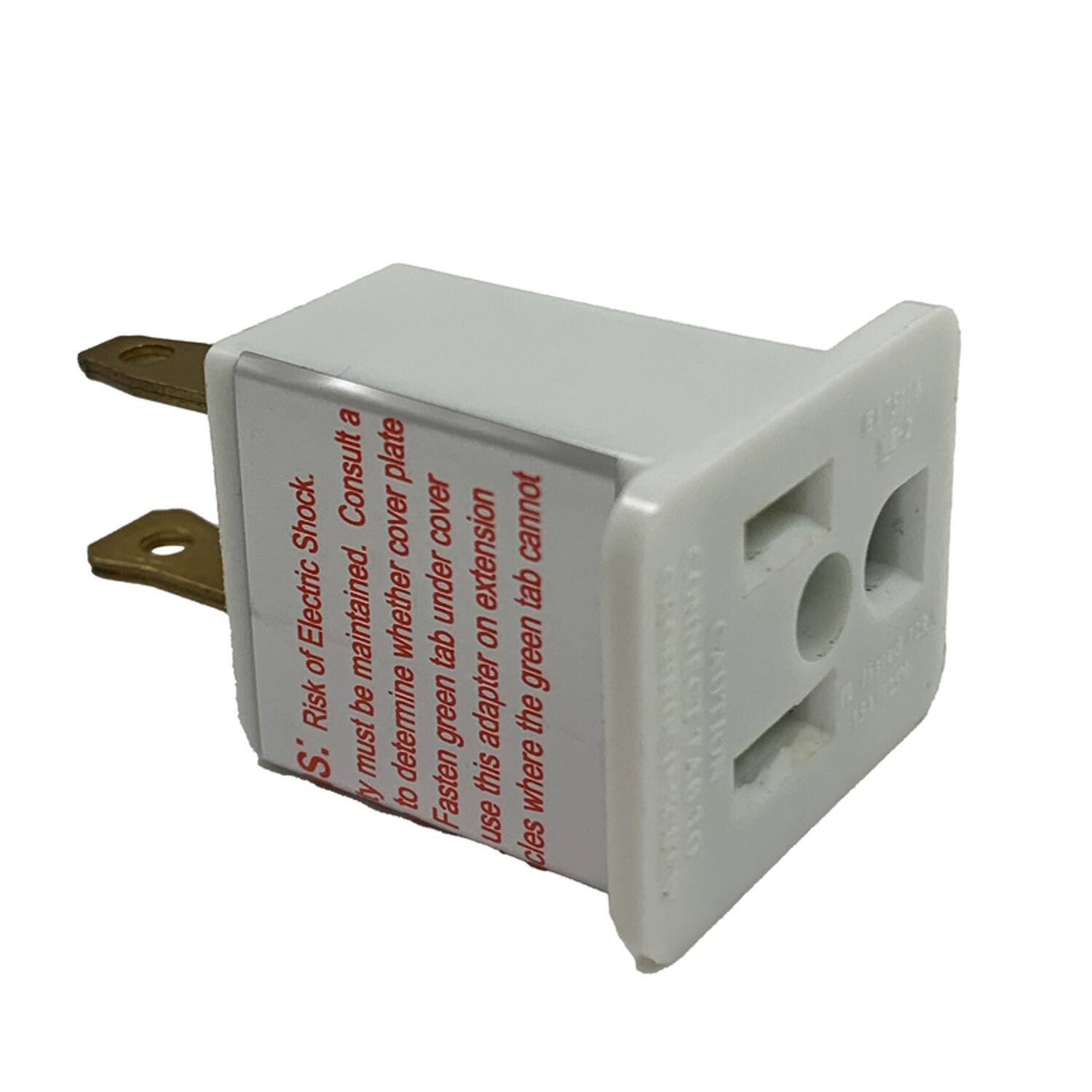 S. Risk of Electric Shock.  
Consult a qualified electrician if the cover plate is not maintained.  
Determine whether the green tab under extension cover is fastened.  
Use this adapter on the green tab where the cover cannot be maintained.  
CAUTION